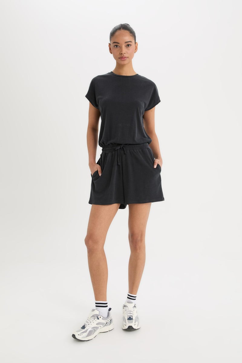 DeFacto Black Woman DeFactoFit Standard Fit Crew Neck Basic Sports Jumpsuit Casual - Image 4