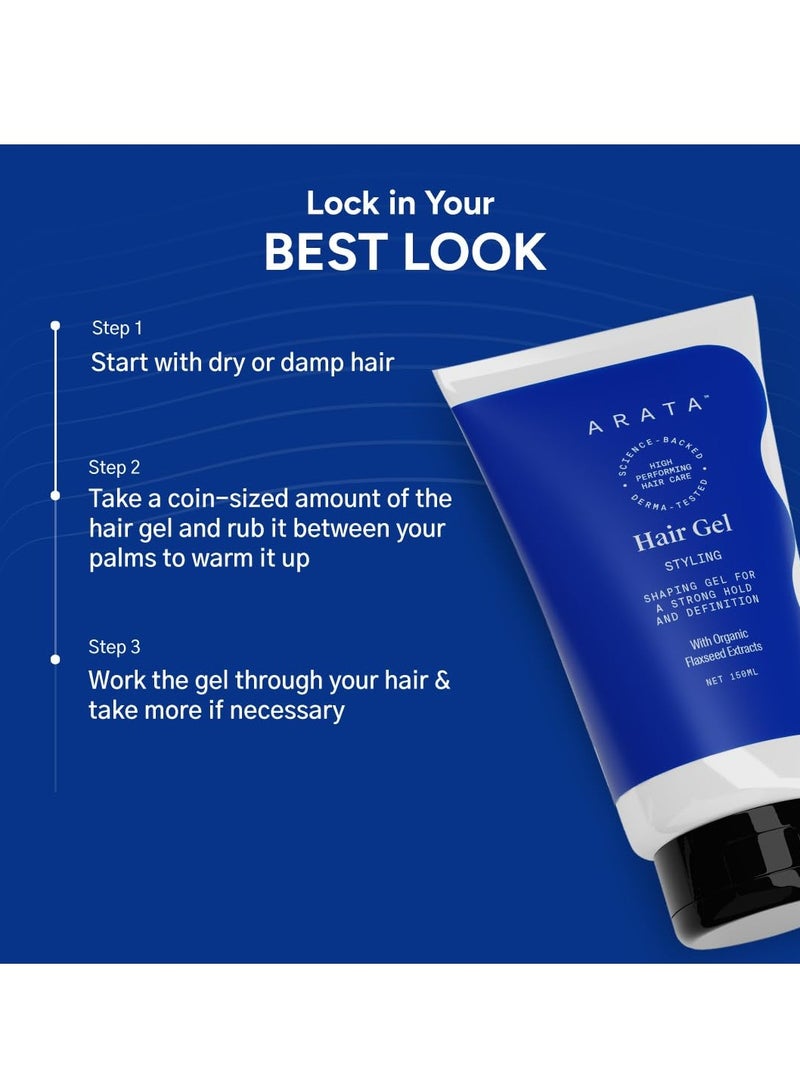 أراتا جل أراتا لتصفيف الشعر بخلاصة بذور الكتان | ثبات متوسط ​​إلى قوي | تسريحات شعر ناعمة وممشطة للخلف | يُعالج الشعر المجعد والمتطاير | غير لزج | ١٥٠ مل - Image 5