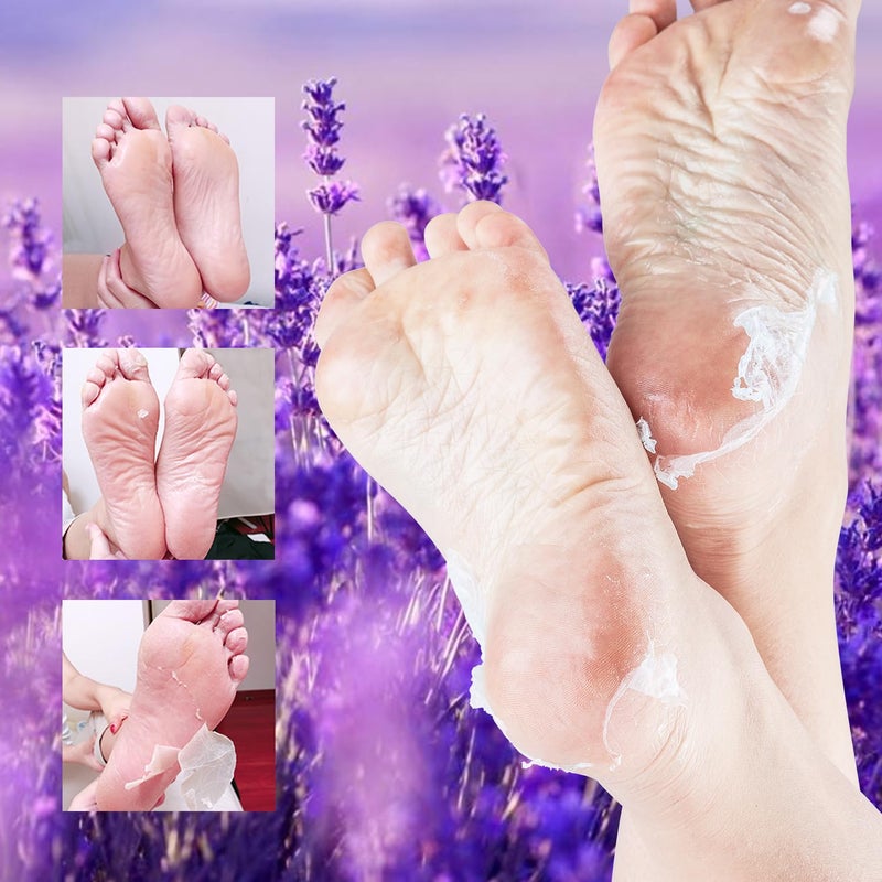 ILISYA Foot Peeling Mask - 5 Pack Exfoliating Foot Peel Mask for Dry Cracked Feet - Baby Soft Foot Mask Socks for Removing Dead Skin, Cracked Heels, and Calluses - Lavender, Shea Butter, Aloe - Women and Men - Image 4
