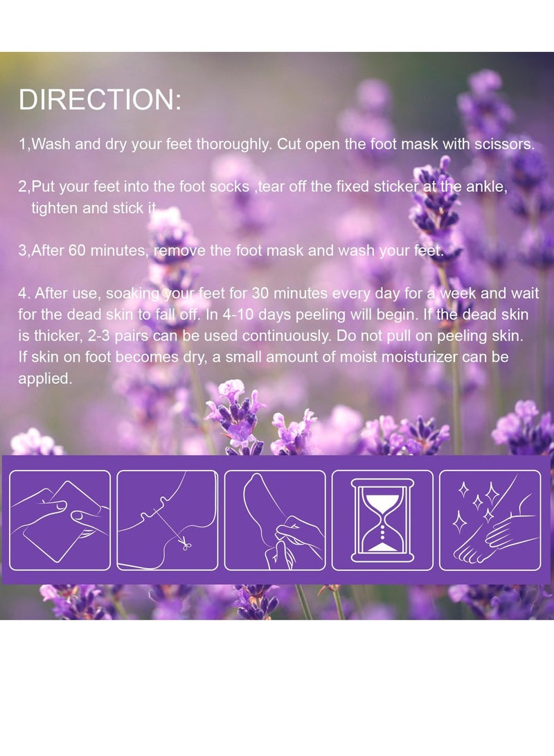 ILISYA Foot Peeling Mask - 5 Pack Exfoliating Foot Peel Mask for Dry Cracked Feet - Baby Soft Foot Mask Socks for Removing Dead Skin, Cracked Heels, and Calluses - Lavender, Shea Butter, Aloe - Women and Men  - Image 4