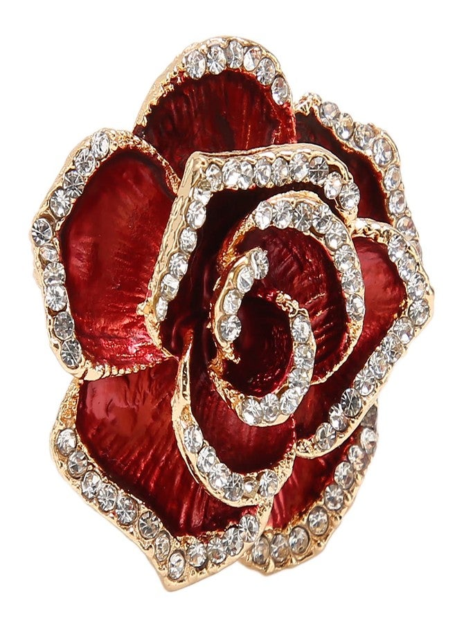 Betued Women Flower Brooch Pin Petal Burgundy Wedding Exquisite Retro Alloy Rhinestone Petal Brooch Pin Party Elegant Exquisite Art Brooch for Women Brooch Simple Pin - Image 5