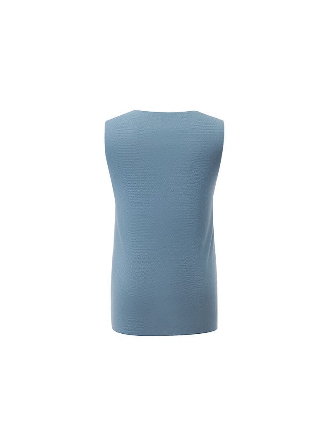 Aimer Kids Sleeveless Mesh Tank Tops 2-pack For Boys And Girls Summer Breathable Wide Shoulder Shirts Sky Blue + Warm White Size 100 - Image 4