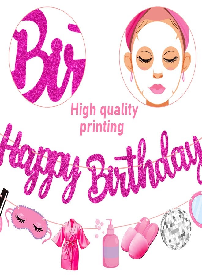 اوموني لافتات عيد ميلاد سعيد ليوم سبا، زينة حفلات بطابع سبا، 3 قطع من لافتات عيد ميلاد بطابع المكياج، ديكور حفلة أميرة سبا للبنات، لوازم حفلات المبيت، حفلات الزفاف، حفلات استقبال المولود - Image 3