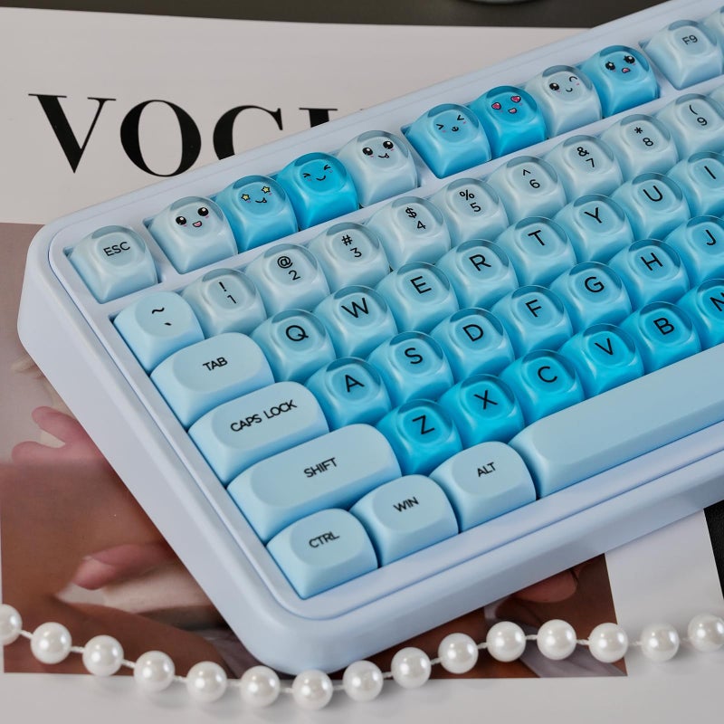 Sumgsn 132 Keys PBT Blue Jelly Keycaps Moa Profile Keycaps Set Fit for 61/64/87/104/108 Cherry Mx Switches Mechanical Keyboard - Image 1