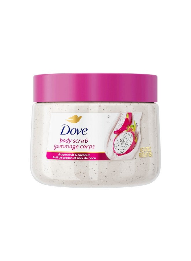 دوف مقشر الجسم من دوف بكريمة فاكهة التنين وجوز الهند لبشرة ناعمة كالحرير، مقشر للجسم يقشر البشرة ويمنحها تغذية تدوم طويلاً، 15 أونصة - Image 1