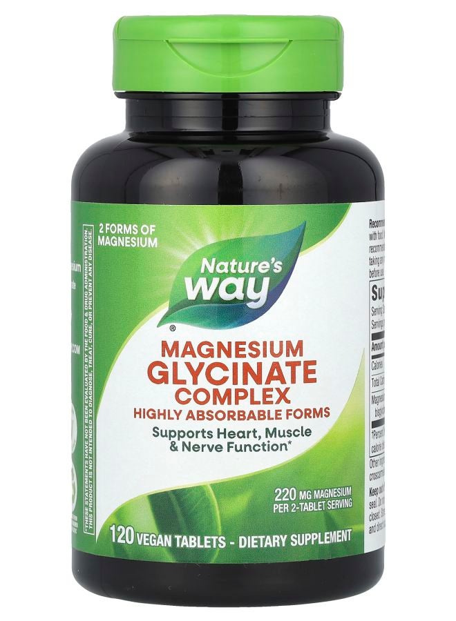 Magnesium Glycinate Complex 220 mg 120 Vegan Tablets (110 mg per Tablet)