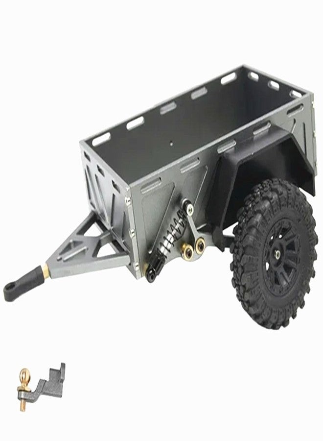 RCJTCQX 1/18 1/24 Scale RC Trailer, Metal Crawler Trailer for 1/18 TRX4M 1/24 AXIAL SCX24 RC Car, Miniature Decorative Cargo Carrier Upgrade Accessories(Titanium) - Image 4