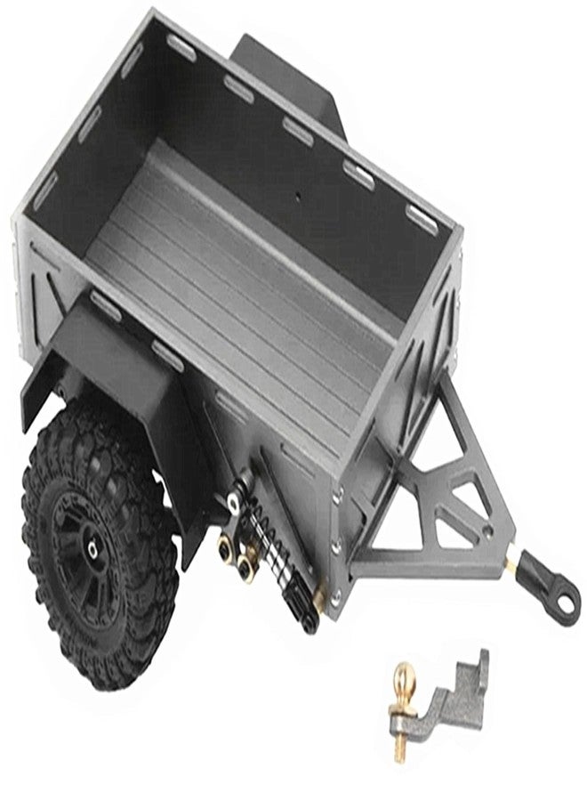 RCJTCQX 1/18 1/24 Scale RC Trailer, Metal Crawler Trailer for 1/18 TRX4M 1/24 AXIAL SCX24 RC Car, Miniature Decorative Cargo Carrier Upgrade Accessories(Titanium) - Image 1