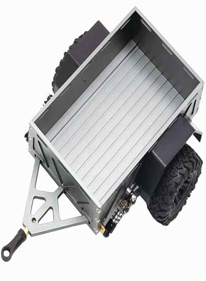RCJTCQX 1/18 1/24 Scale RC Trailer, Metal Crawler Trailer for 1/18 TRX4M 1/24 AXIAL SCX24 RC Car, Miniature Decorative Cargo Carrier Upgrade Accessories(Titanium) - Image 5
