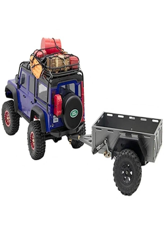 RCJTCQX 1/18 1/24 Scale RC Trailer, Metal Crawler Trailer for 1/18 TRX4M 1/24 AXIAL SCX24 RC Car, Miniature Decorative Cargo Carrier Upgrade Accessories(Titanium) - Image 3