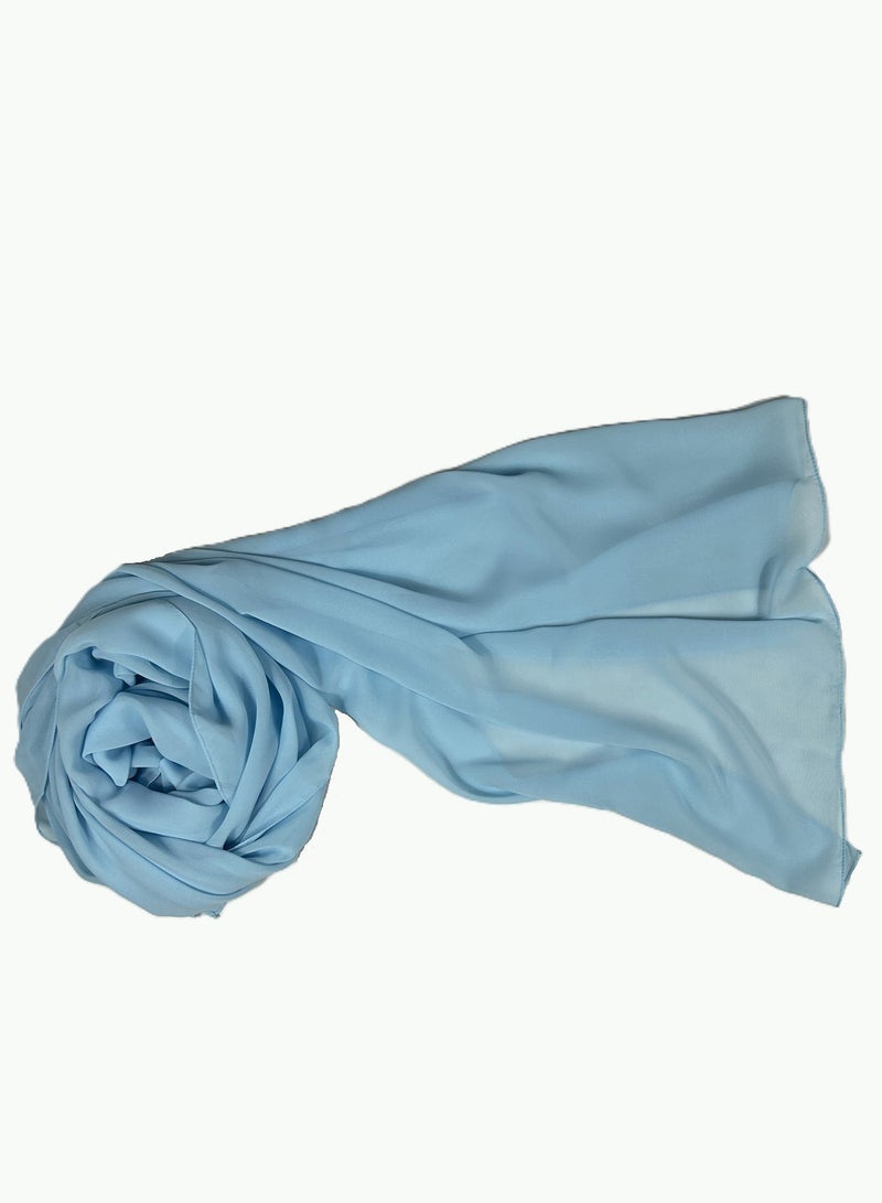 PERFECTORY Women Lightweight Solid Chiffon Hijab Shawl Soft Premium Abaya Shawl Wrap Scarves, Long Bridal Hijab Scarf- Sky Blue - Image 1