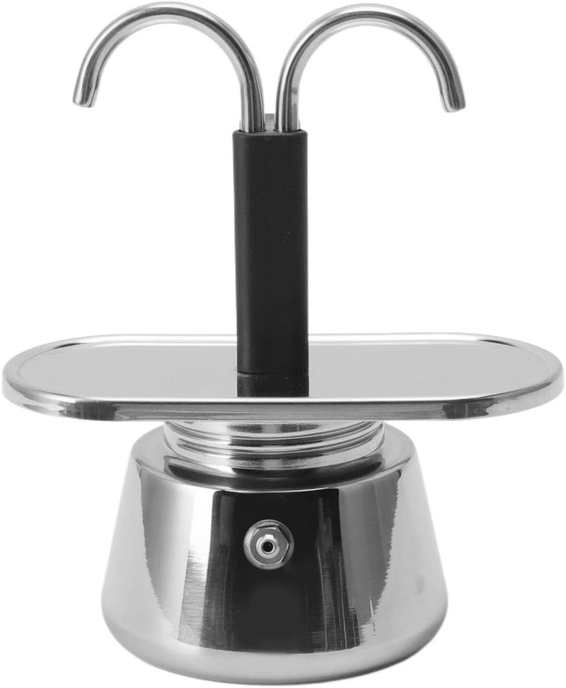 ShanQuilyx 2 Cup 100ML Double Head Moka Pot, Stainless Steel Stovetop Espresso Coffee Maker for Delicious Coffee, Portable Travel Brewer - Image 1