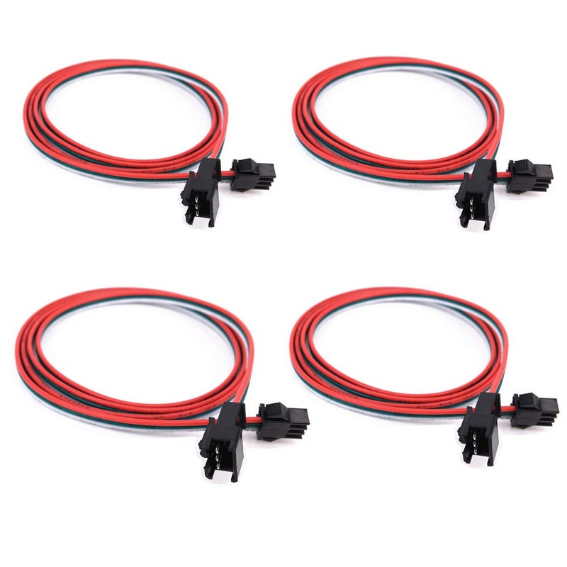 4 Pack 1M328ft 3 Pin JST SM Male Female Plug LED Connector Cable for WS2812B WS2811 SK6812 Symphony LED Lights with Connectors No Soldering Light Controller Wire