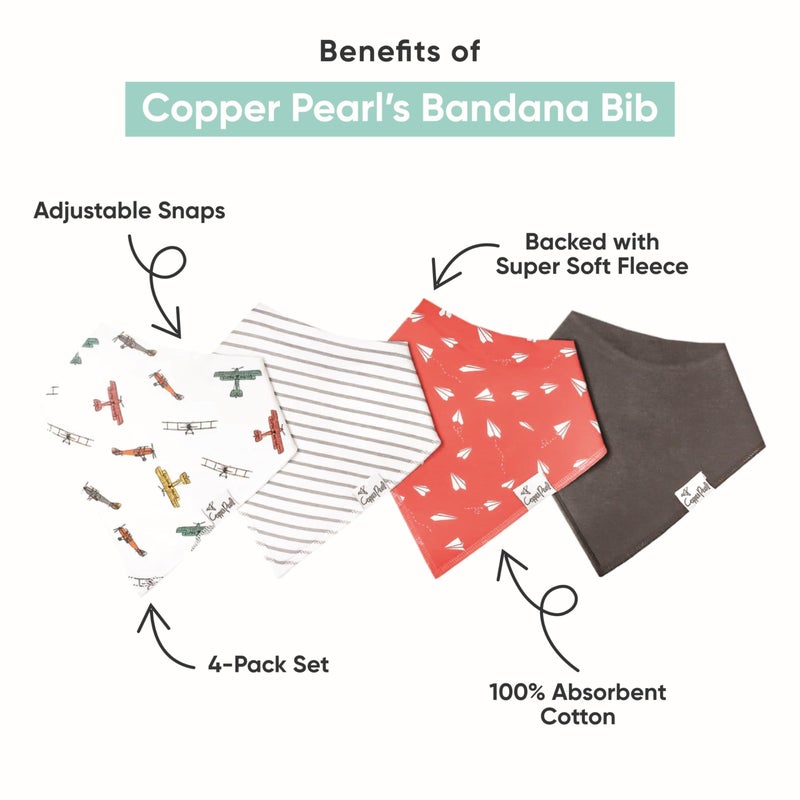Copper Pearl ستة قطع من مريلة الأطفال القطنية الناعمة من كوبر بيرل للتسرب والتسنين، مريلة ماصة لللعاب للأطفال الذكور، قابلة للتعديل لتناسب حديثي الولادة حتى الأطفال الصغار، العديد من الأنماط (مجموعة رايدر) - Image 2