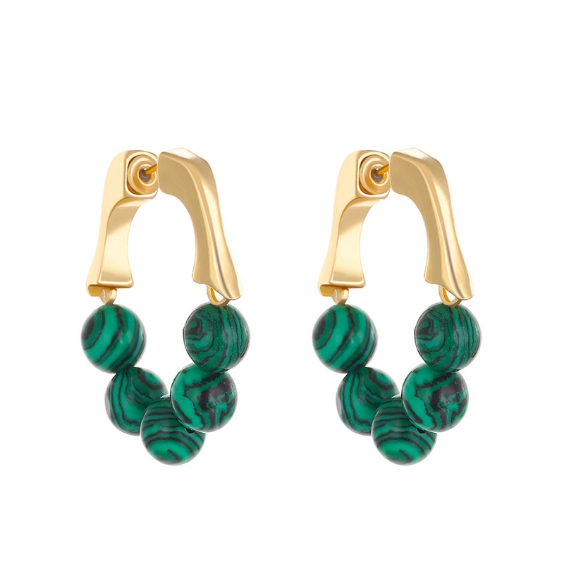 ofeankri French Retro Green Niche Design New Minimalist Style Bead Earrings, Unique Accessories, Trendy and Elegant - Image 5