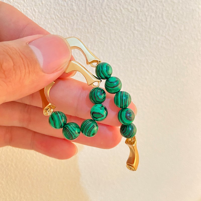 ofeankri French Retro Green Niche Design New Minimalist Style Bead Earrings, Unique Accessories, Trendy and Elegant - Image 2