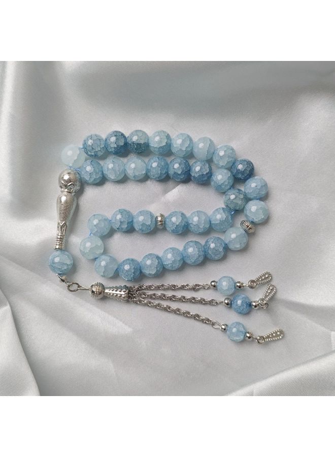 YIXIA Pieces Of Dragon Pattern Stone 10mm Muslim Prayer Beads Arabic Worship Tasbih Bracelet Ice Crackle Pattern Praise Beads - Image 1