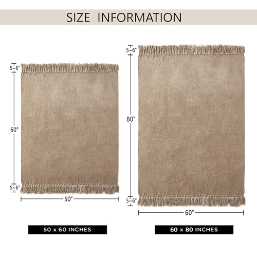 LONG CREATE Chenille Throw Blanket for Couch 50"X 60", Soft Cozy Throws with Fringe Tassel for Bed Sofa Chair Cover, Lightweight Knitted Decorative Boho Blankets for Living Room, Taupe - Image 3