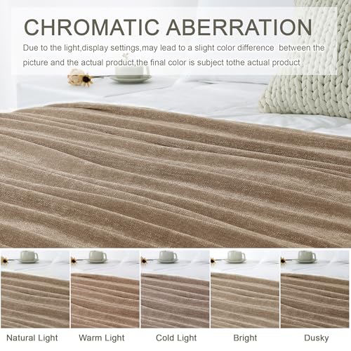 LONG CREATE Chenille Throw Blanket for Couch 50"X 60", Soft Cozy Throws with Fringe Tassel for Bed Sofa Chair Cover, Lightweight Knitted Decorative Boho Blankets for Living Room, Taupe - Image 2