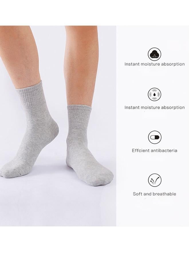 Men's Mid-Tube Cotton Socks, Pure Cotton Casual Running Socks, Pure Cotton Refreshing Breathable Socks, Simple And Fashionable Student Socks For Men And Women, 3 Pairs (Black, White And Gray) - Image 2