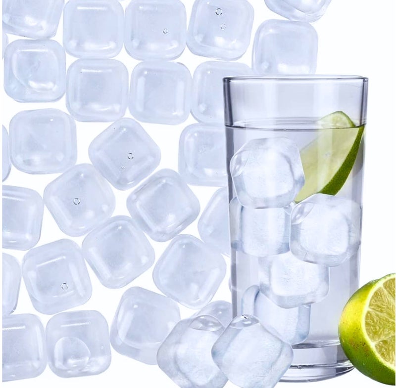 Shake Square 20 PC Reusable Plastic Ice Cubes,  Square Shaped Clear Ice Cubes, Non-Diluting and Re-Freezable. Perfect to Enjoy Chilled Drinks. (Square) - Image 1