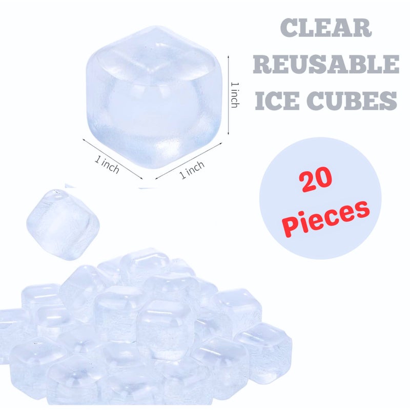 Shake Square 20 PC Reusable Plastic Ice Cubes,  Square Shaped Clear Ice Cubes, Non-Diluting and Re-Freezable. Perfect to Enjoy Chilled Drinks. (Square) - Image 3