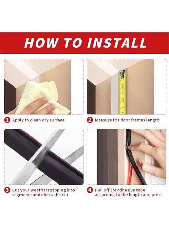 FYLX Weather Stripping Seal StripD Shape Door Rubber Weather Seal StripSelfAdhesive Rubber Door Insulation Weather Strip for Door Frame Window Insulation Large  197Ft Black) - Image 5