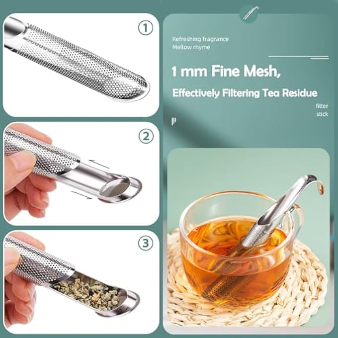 rayihni 2 Pack Tea Infusers Extra Fine Mesh Tea Strainer For Loose Tea Stainless Steel Long Handle Tea Steeper Diffuser For Leaf Tea Coffee Spices Seasonings - Image 4
