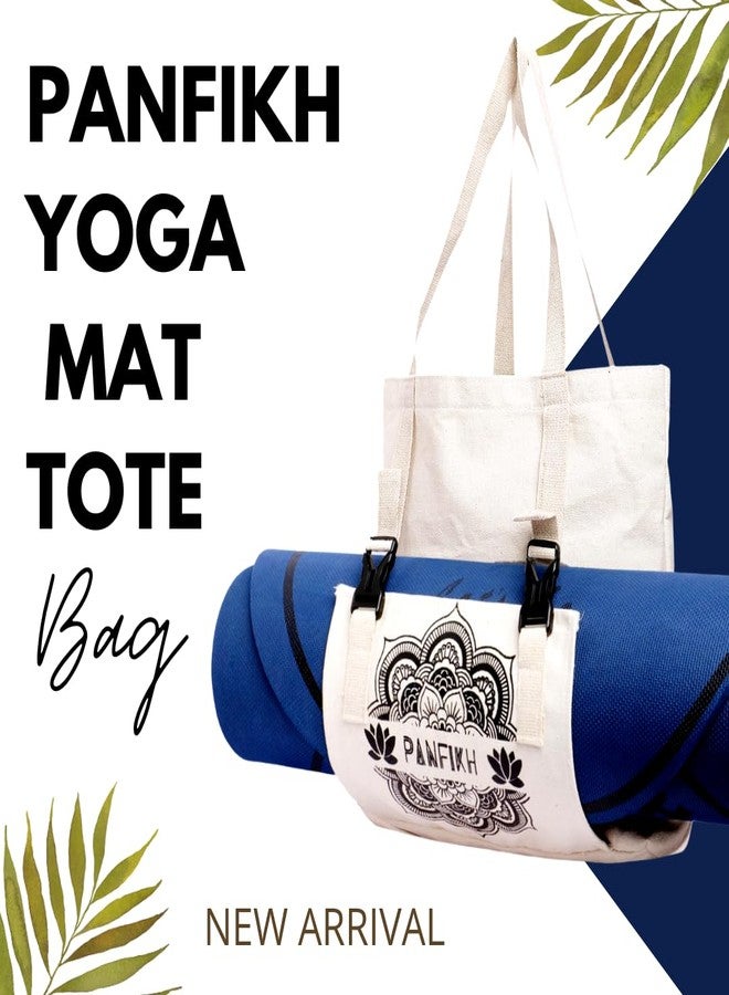 PANFIKH Yoga Mat Bag Holder Natural Canvas Tote Bag for Exercise Mat - Yoga Mat Cover for Pilates, Yoga, Travel - Image 2