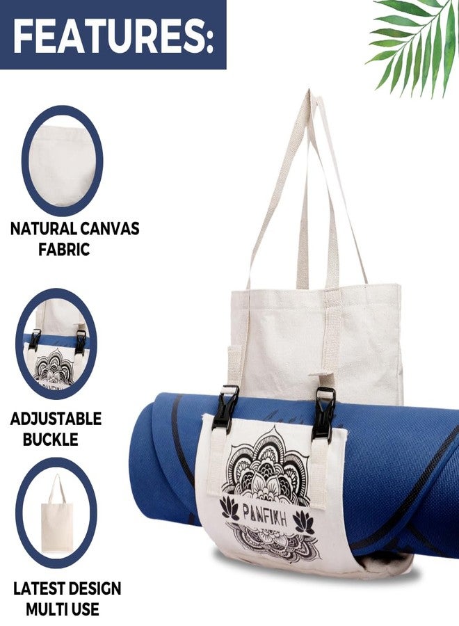 PANFIKH Yoga Mat Bag Holder Natural Canvas Tote Bag for Exercise Mat - Yoga Mat Cover for Pilates, Yoga, Travel - Image 3