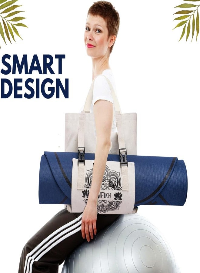 PANFIKH Yoga Mat Bag Holder Natural Canvas Tote Bag for Exercise Mat - Yoga Mat Cover for Pilates, Yoga, Travel - Image 5