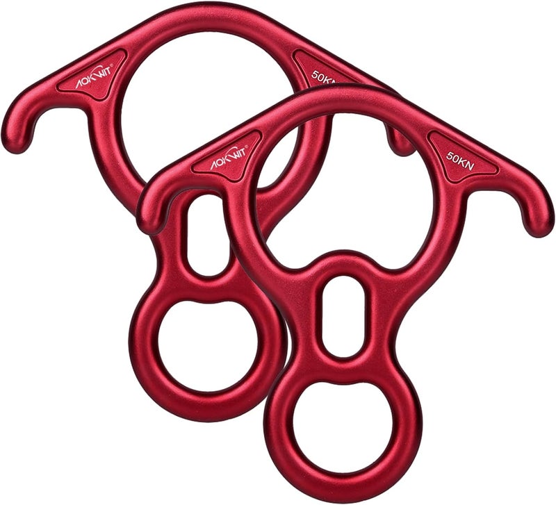 AOKWIT 50KN Rescue Figure, 8 Descender Large Bent-Ear Belaying and Rappelling Gear Belay Device Climbing for Rock Climbing Peak Rescue 7075 Aluminum Alloy - Image 1