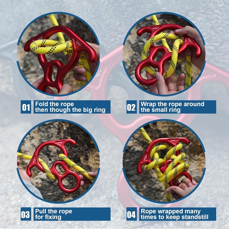 AOKWIT 50KN Rescue Figure, 8 Descender Large Bent-Ear Belaying and Rappelling Gear Belay Device Climbing for Rock Climbing Peak Rescue 7075 Aluminum Alloy - Image 3