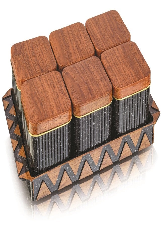 Nabhya Bellagio Wooden 6pc Multipurpose Airtight Dry Fruit Container With Lid & Serving Tray, Kitchen Food Storage Container Set, Diwali Gifting Items For Friends, Family Employees,(Pack Of 6) (Black) - Image 5