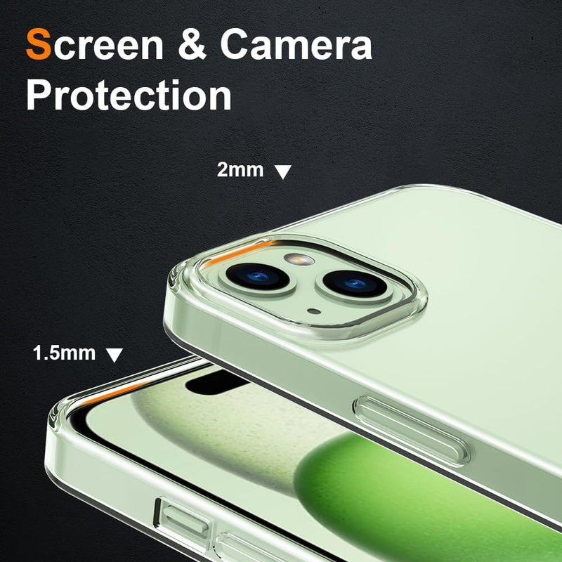 Nishtech غطاء خلفي شفاف هجين ناعم رفيع مضاد للغبار مع حماية الكاميرا لجهاز آيفون 15 بلس (2023) - Image 5