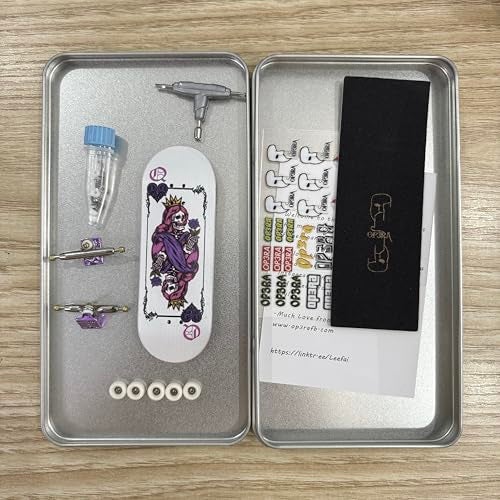 LEEFAI 32mm Pro Fingerboard Complete Set 32x96mm Maple Wood Deck with UV Printing Graphic Pro G4 Finger Skateboard TrucksUrethane Bearing wheelsOp3ra V3Hearts of Queen - Image 5