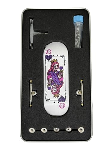 LEEFAI 32mm Pro Fingerboard Complete Set 32x96mm Maple Wood Deck with UV Printing Graphic Pro G4 Finger Skateboard TrucksUrethane Bearing wheelsOp3ra V3Hearts of Queen - Image 1