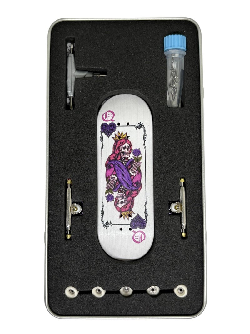 LEEFAI 32mm Pro Fingerboard Complete Set 32x96mm Maple Wood Deck with UV Printing Graphic Pro G4 Finger Skateboard TrucksUrethane Bearing wheelsOp3ra V3Hearts of Queen - Image 3