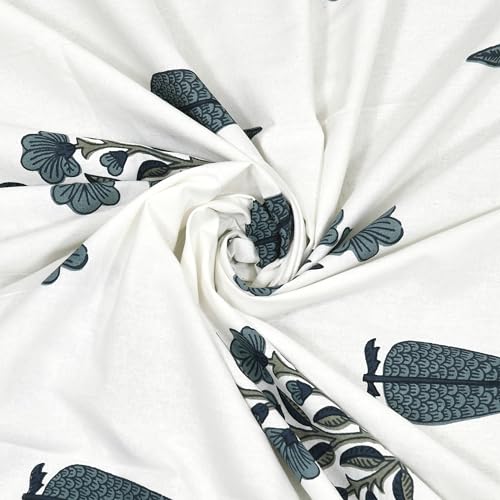 BLOCKS OF INDIA Hand Block Printed 200 TC Cotton King Size Bedsheet | Grey Rose - Image 2