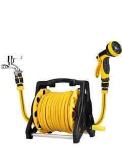 Generic Garden Hose Reel Set, 10M Garden Hose Reel Kit Water Hose Holder with Multifunction Spray Heads and 2M Hoses for Household Garden Watering Car Wash  - Image 1