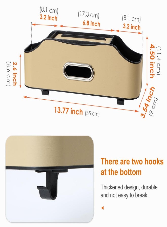 Sancaral Back Seat Cup Holder for Car - Multifunctional Rear Seat Organizer with Drink Holders, Tissue Box Storage & Hooks, Fits Headrest for Auto, Family Travel Accessories. (Beige) - Image 5