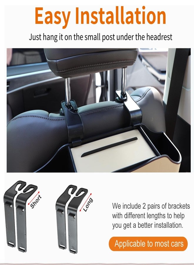 Sancaral Back Seat Cup Holder for Car - Multifunctional Rear Seat Organizer with Drink Holders, Tissue Box Storage & Hooks, Fits Headrest for Auto, Family Travel Accessories. (Beige) - Image 4