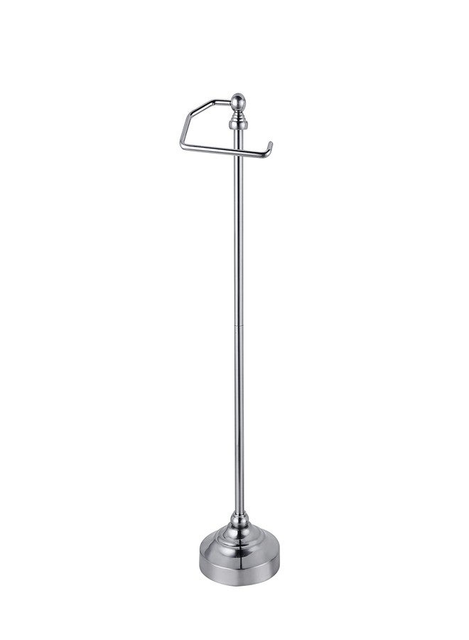 SunnyPoint Deluxe Free Standing Heavy Weighted Toilet Tissue Paper Roll Holder Stand (Brushed Nickel) - Image 3