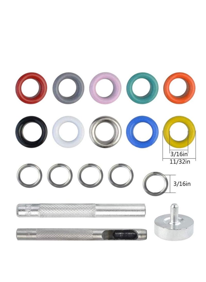 SYOSI Grommet Tool Kit, 500 Set of 5mm Multicolor Metal Eyelet with Grommet Setting Tools for Leathercrafts, Clothing, Shoes  - Image 5