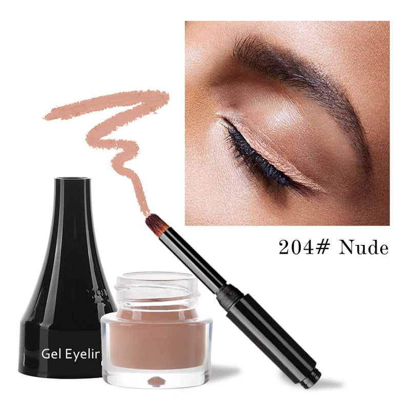 LSxia 2-in-1 Gel Eyeliner Set, Tattoo Eyeliner Waterproof Smudge Proof Gel Cream Eye liner Pot with Brush, High Pigment Eye Makeup for Women (Nude) - Image 3