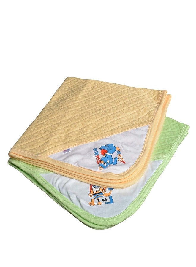 Dikary Cotton Hooded Wrapper - Baby Towel for New Born | Big Size 75cm x 75cm | Soft, Safe & Skin-Friendly | Perfect for Newborns 0-12 Months | (Yellow/Green) - Image 1