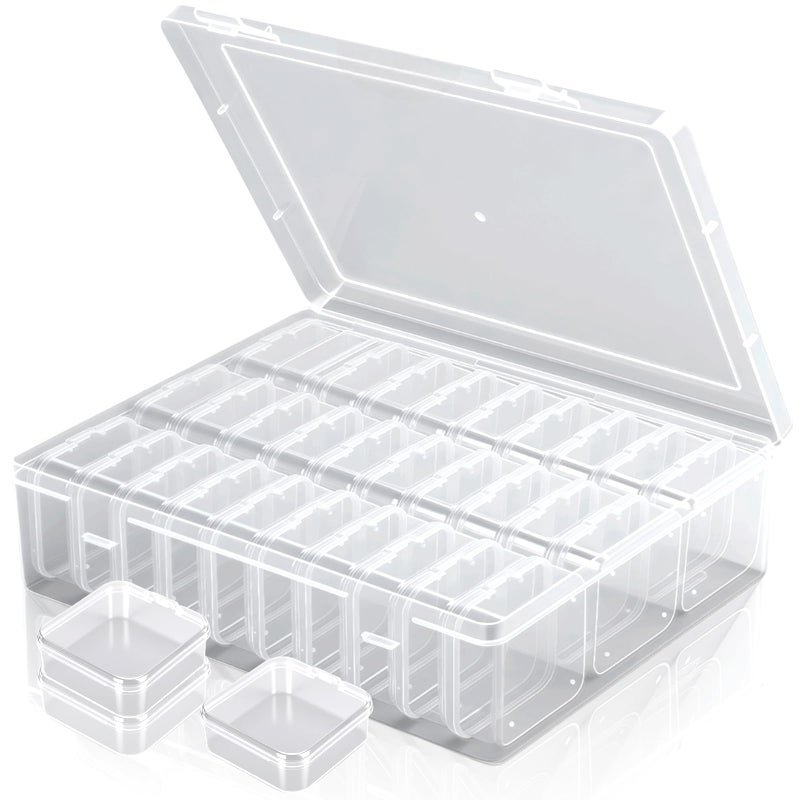 Qryuvfek Bead Organizer Box, 31 Mini Clear Jewelry Organizers and Hinged Lid Bead Storage Containers, Ideal for DIY Jewelry Crafts, Screws and Small Parts Craft Storage - Image 1