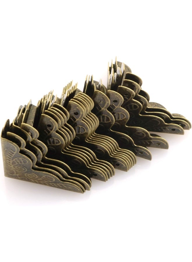 Tegg Box Corner Protector 20PCS Antique Brass Triangle Rattan Carved Wood Case Edge Guard - Image 1