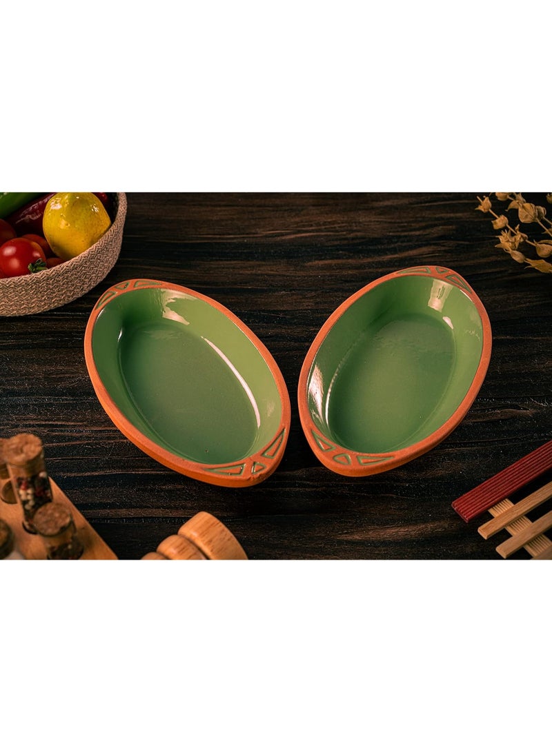 luksYol LuksYol Handmade Oval Clay Bowls for Cooking & Serving – Turkish Natural Unglazed Clay – Oven, Microwave & Dishwasher Safe – Ideal for Main Dishes, Fish, Pasta, Meat – Available in Brown, Natural, Blue, Green – Sizes: L23×13×3cm, 26×14×3cm, 23×13×3cm, 29×18×4cm, 25×11.5×3cm – Perfect for Healthy & Eco-Friendly Cooking – Sustainable Tableware Upgrade – Artisan Turkish Craftsmanship – Durable, Colorful, Chip-Resistant, Food-Safe, Gift-Ready, LuksYol Premium Collection  - Image 5