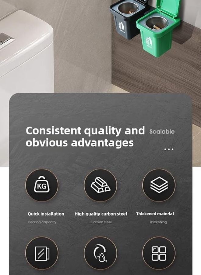 2 Pack Black Stainless Steel Wall Ashtray Covered Anti Fly No Drill Bathroom Home Use - Image 4